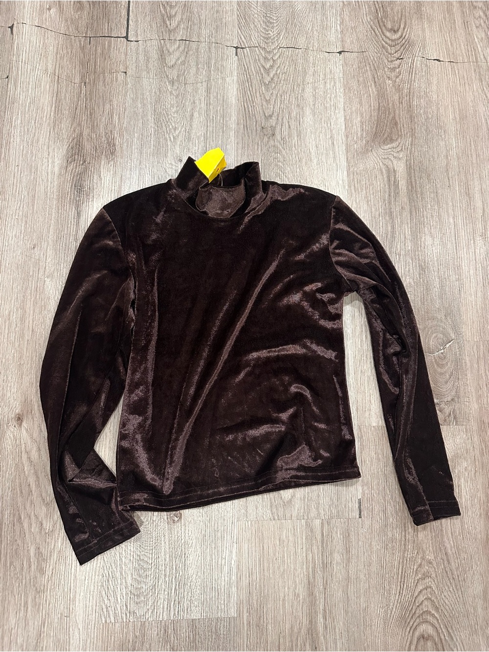 Kids Velvet Long-Sleeve Turtleneck Top - Brown